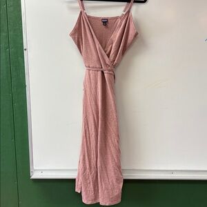 Patagonia Mauve Striped wraparound dress. Organic cotton.
